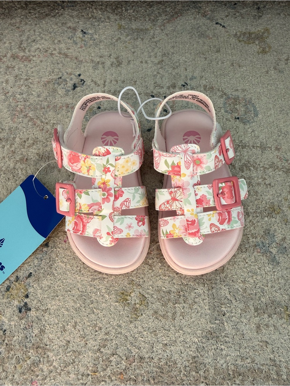 Toddler Girls' Floral Pink Sandals 5C